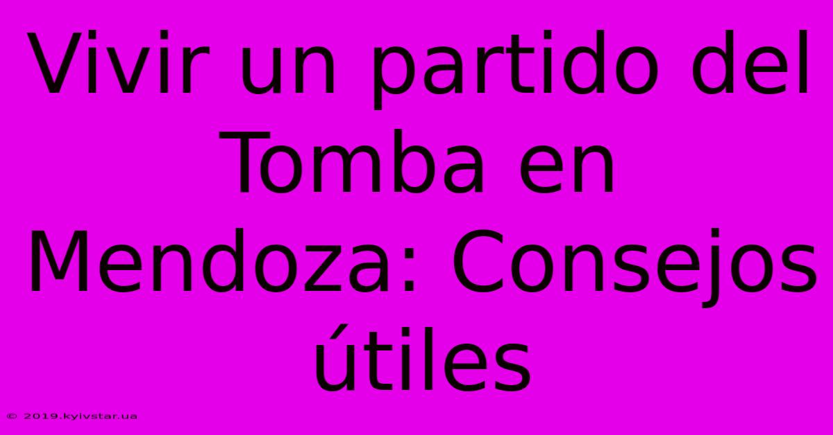 Vivir Un Partido Del Tomba En Mendoza: Consejos Útiles 