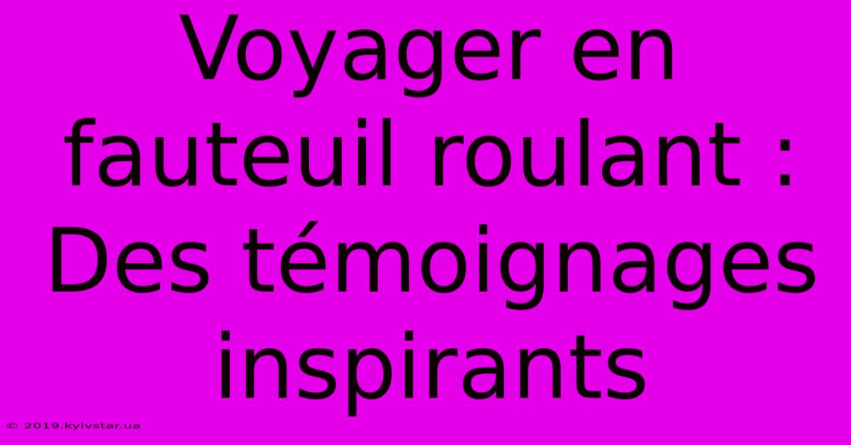 Voyager En Fauteuil Roulant : Des Témoignages Inspirants