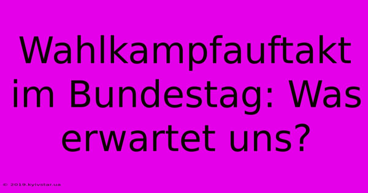 Wahlkampfauftakt Im Bundestag: Was Erwartet Uns?