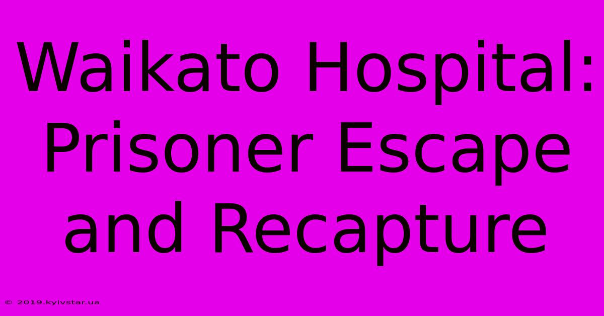 Waikato Hospital: Prisoner Escape And Recapture