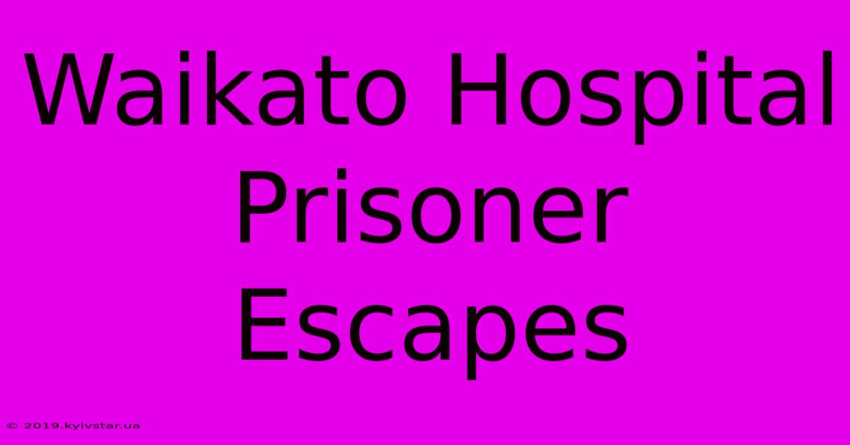 Waikato Hospital Prisoner Escapes