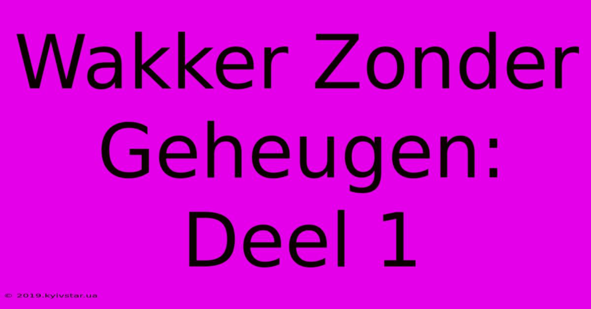 Wakker Zonder Geheugen: Deel 1