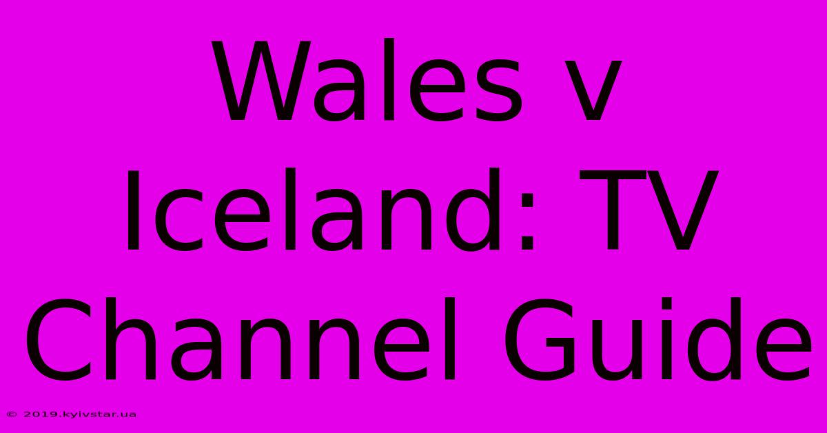 Wales V Iceland: TV Channel Guide