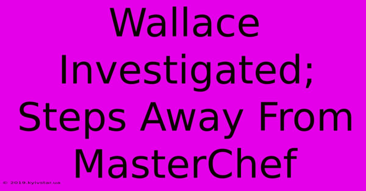 Wallace Investigated; Steps Away From MasterChef