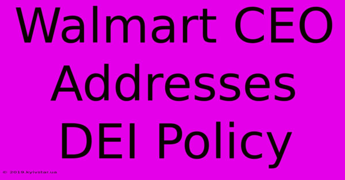 Walmart CEO Addresses DEI Policy