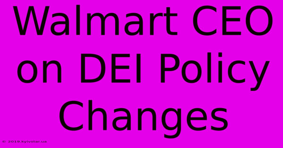 Walmart CEO On DEI Policy Changes