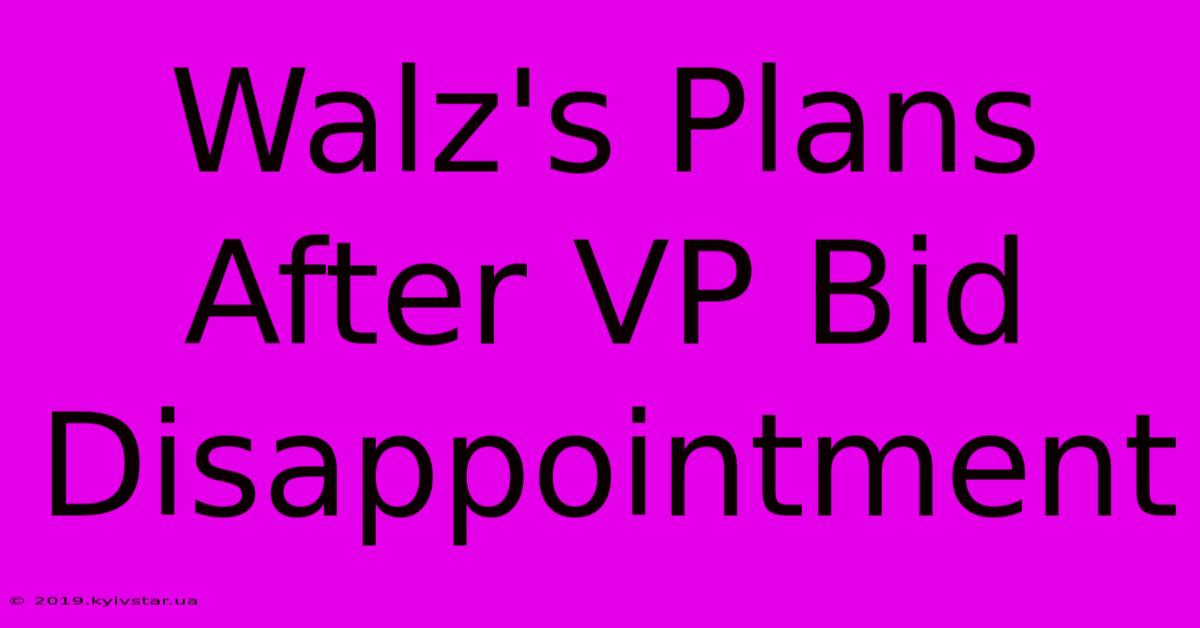 Walz's Plans After VP Bid Disappointment