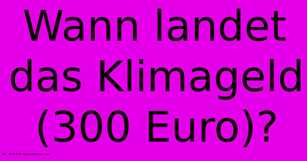 Wann Landet Das Klimageld (300 Euro)?