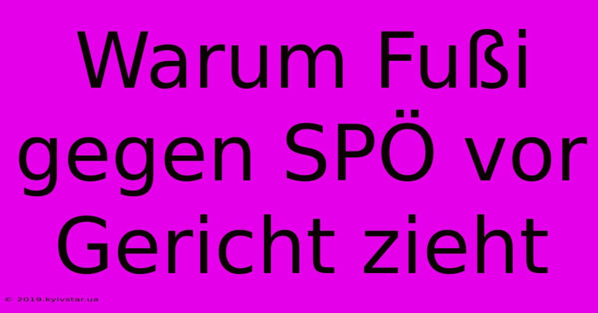 Warum Fußi Gegen SPÖ Vor Gericht Zieht