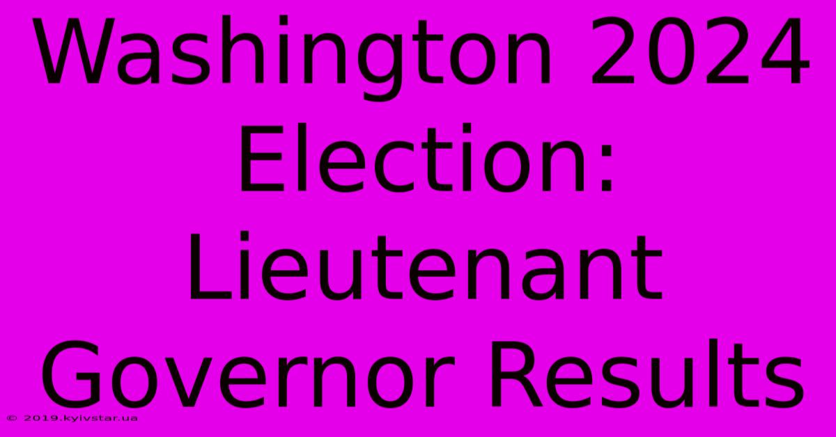 Washington 2024 Election: Lieutenant Governor Results