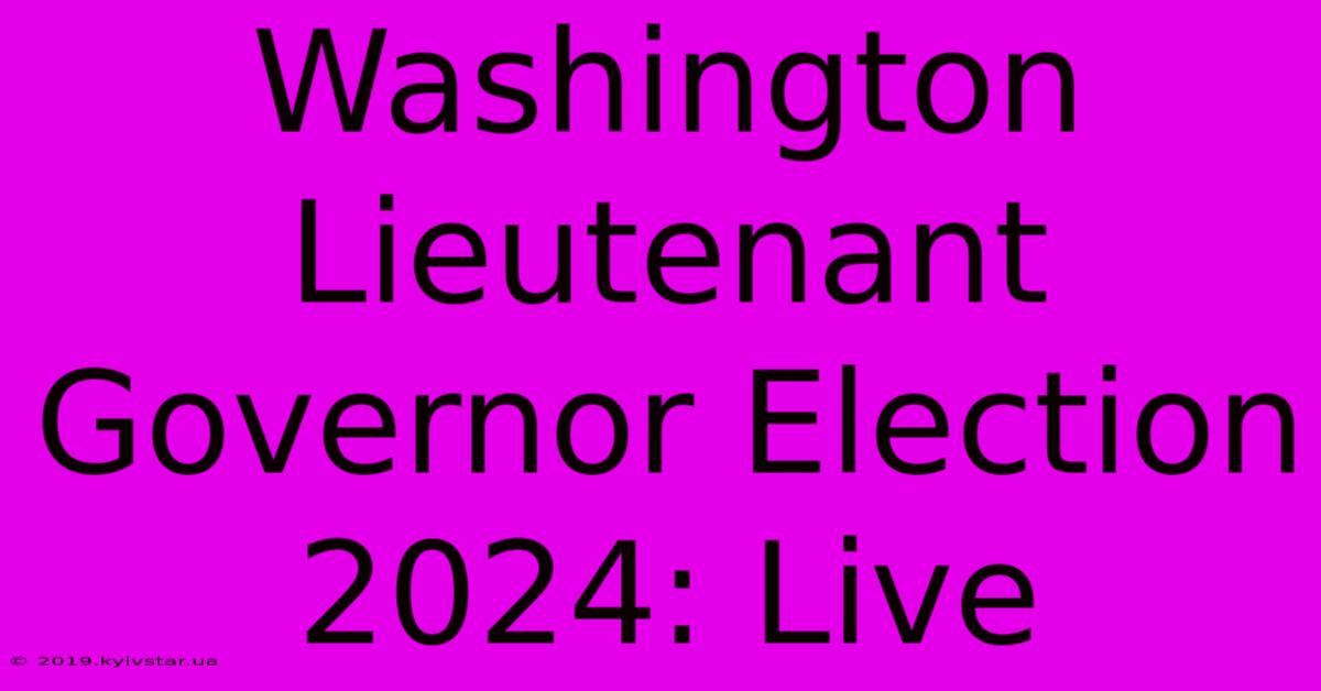 Washington Lieutenant Governor Election 2024: Live 