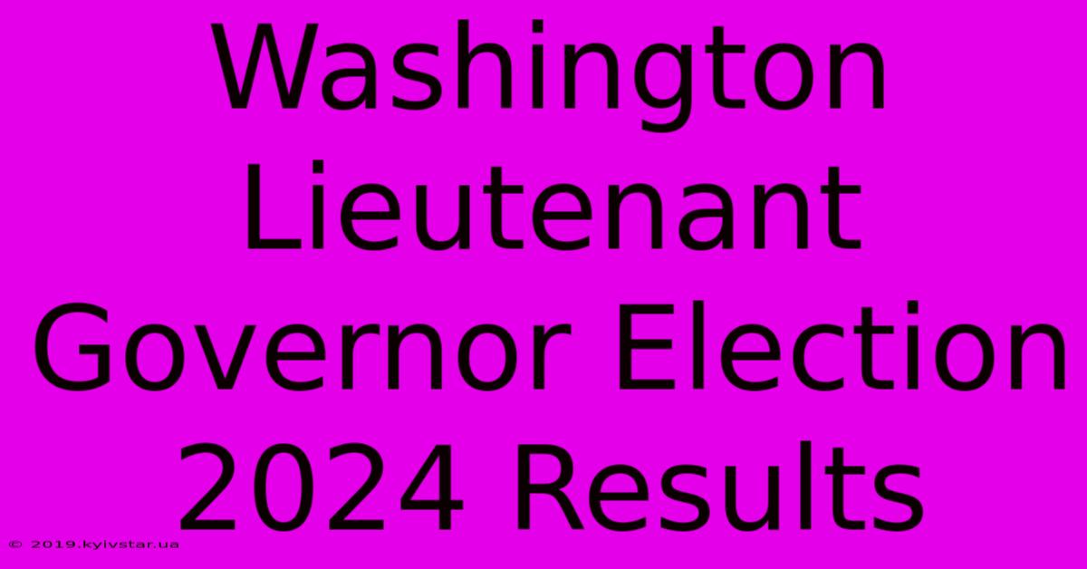 Washington Lieutenant Governor Election 2024 Results