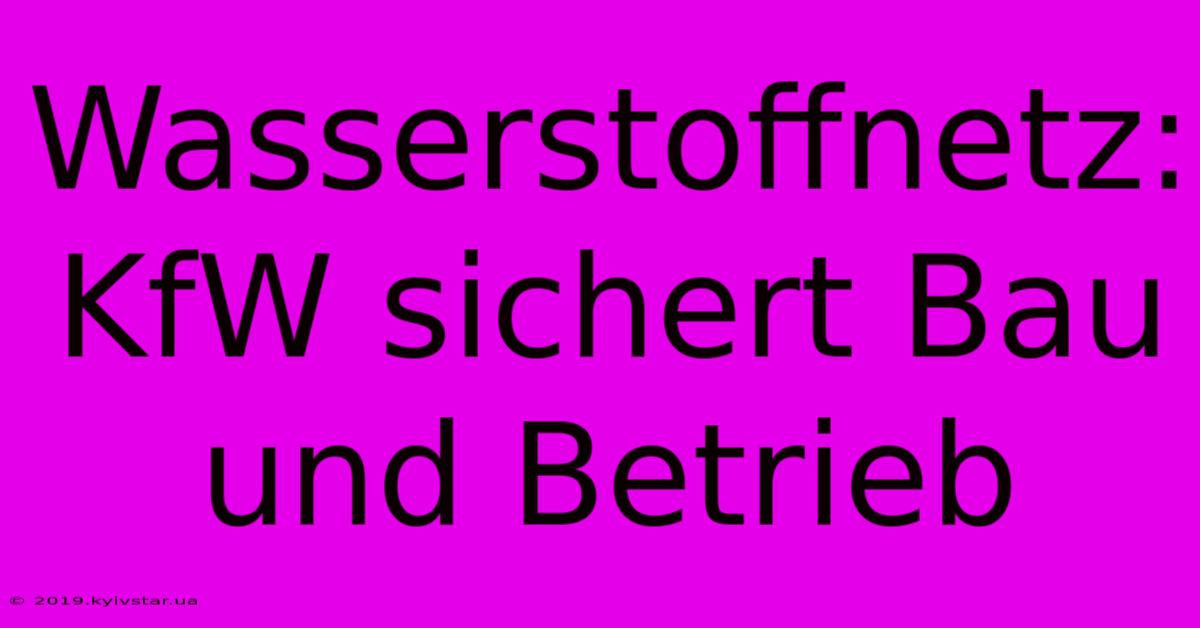 Wasserstoffnetz: KfW Sichert Bau Und Betrieb