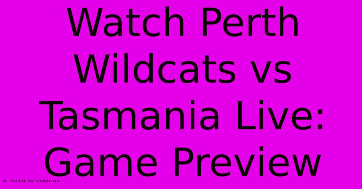 Watch Perth Wildcats Vs Tasmania Live: Game Preview