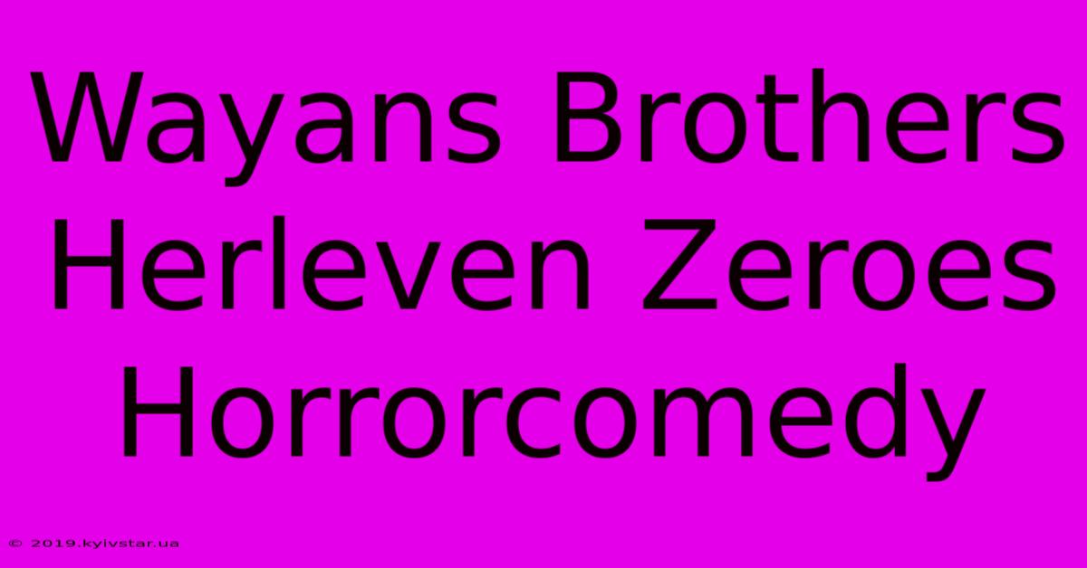 Wayans Brothers Herleven Zeroes Horrorcomedy