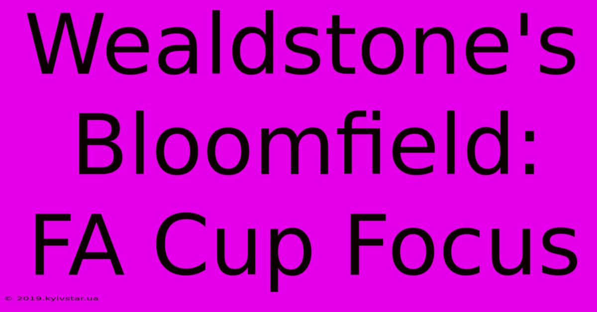 Wealdstone's Bloomfield: FA Cup Focus