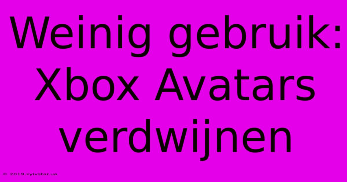 Weinig Gebruik: Xbox Avatars Verdwijnen