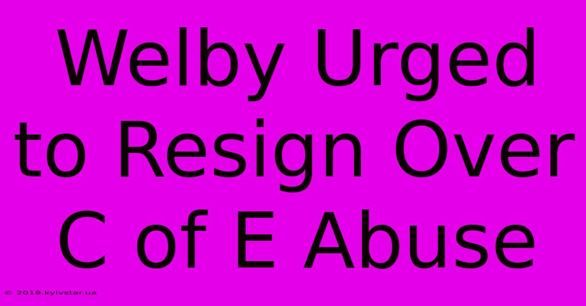 Welby Urged To Resign Over C Of E Abuse