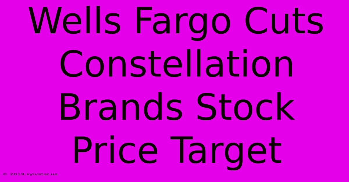 Wells Fargo Cuts Constellation Brands Stock Price Target