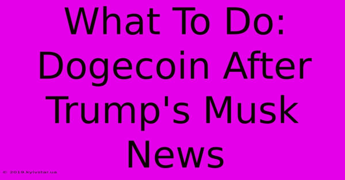 What To Do: Dogecoin After Trump's Musk News 