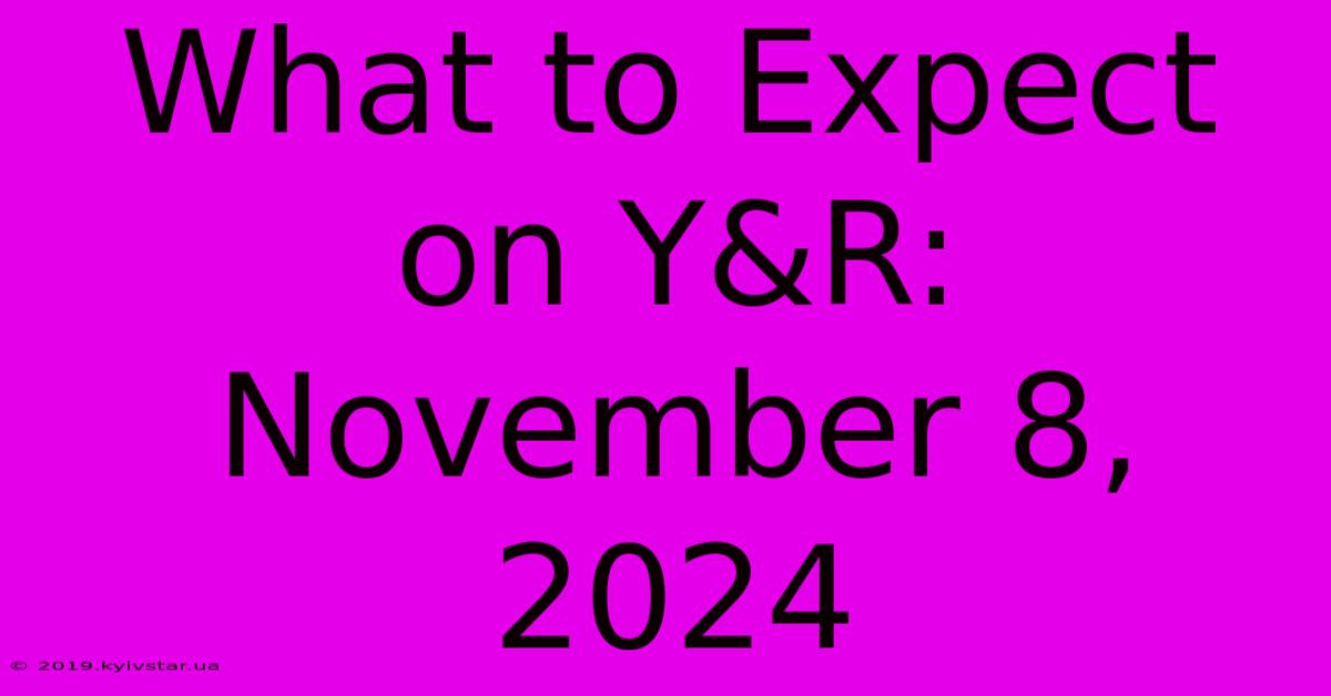 What To Expect On Y&R: November 8, 2024 