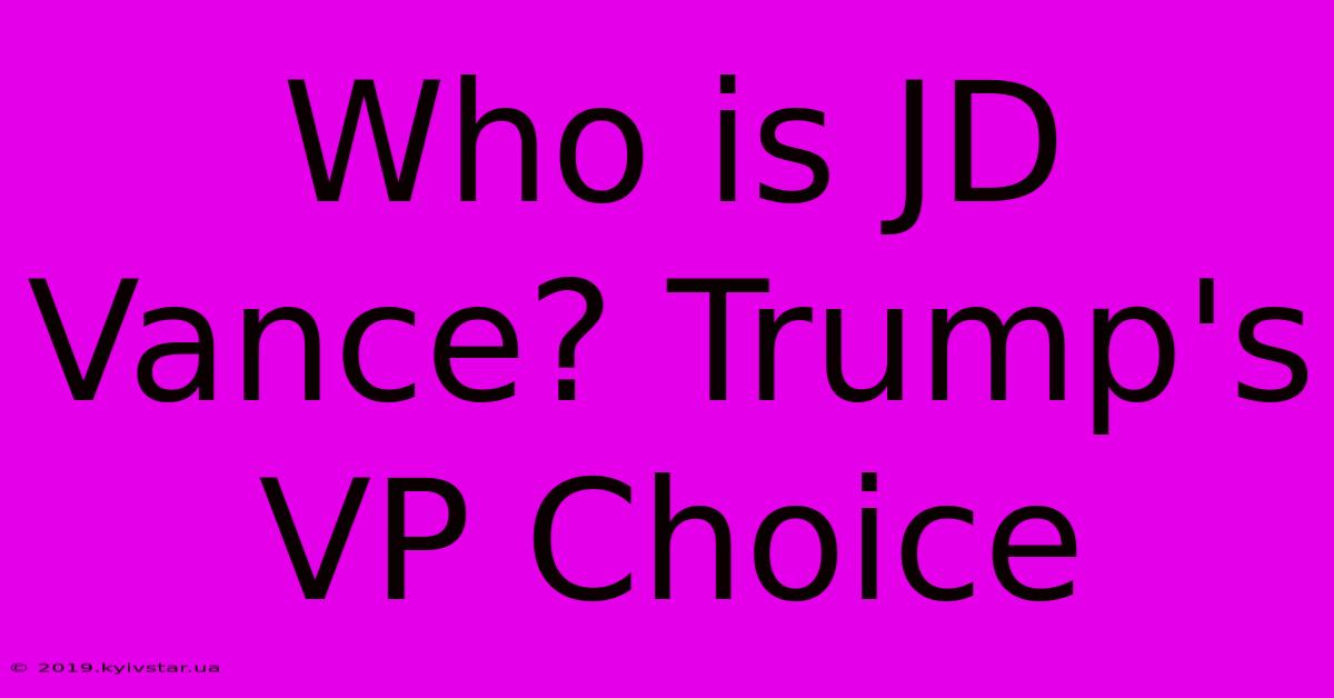 Who Is JD Vance? Trump's VP Choice