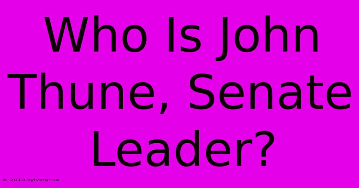 Who Is John Thune, Senate Leader?