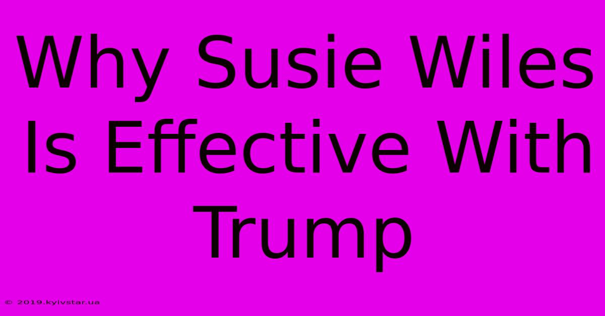 Why Susie Wiles Is Effective With Trump