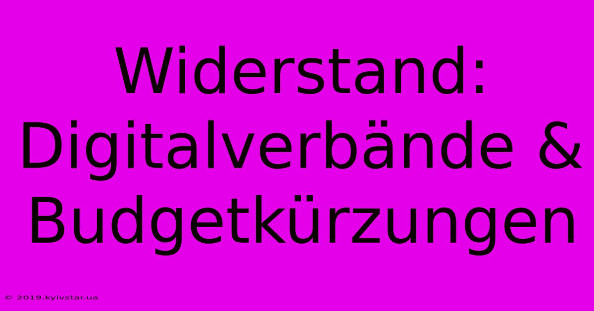 Widerstand: Digitalverbände & Budgetkürzungen