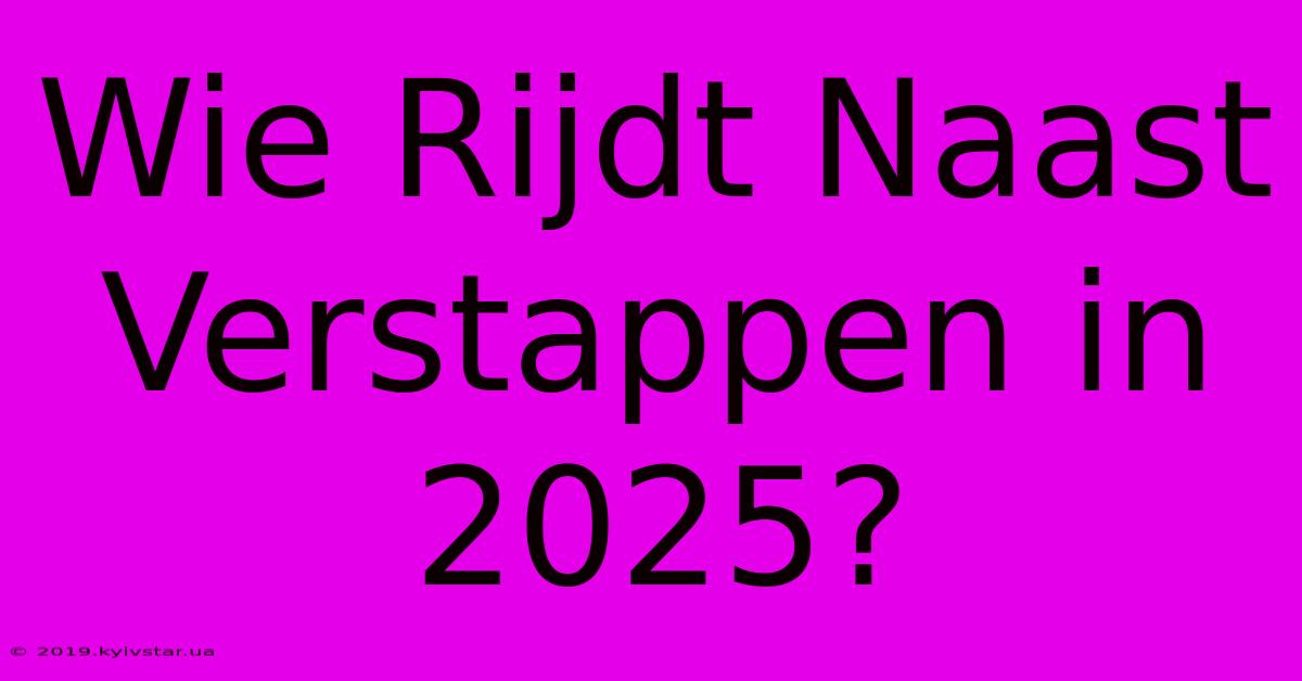 Wie Rijdt Naast Verstappen In 2025?