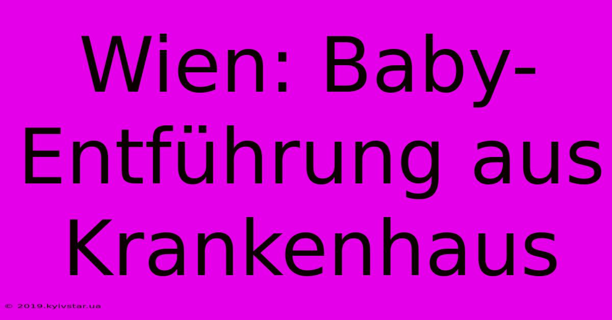 Wien: Baby-Entführung Aus Krankenhaus