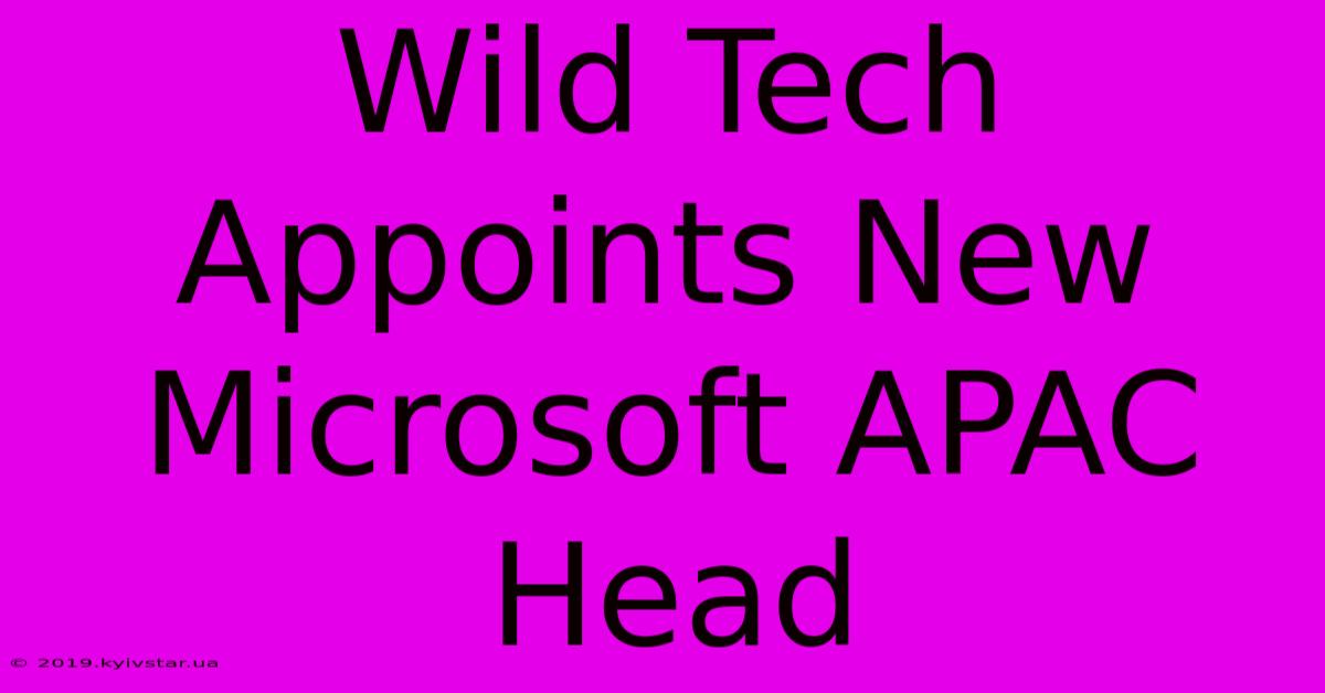 Wild Tech Appoints New Microsoft APAC Head