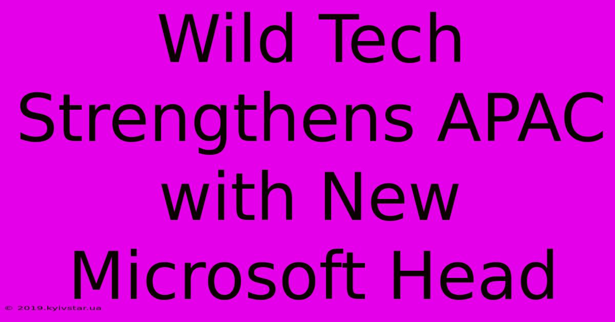 Wild Tech Strengthens APAC With New Microsoft Head