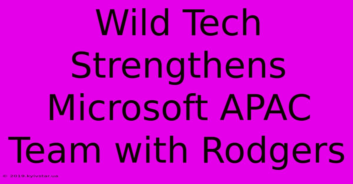 Wild Tech Strengthens Microsoft APAC Team With Rodgers 