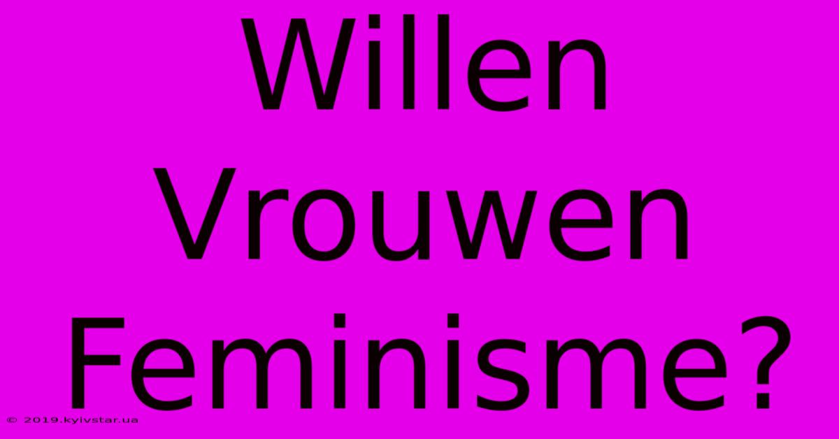 Willen Vrouwen Feminisme?