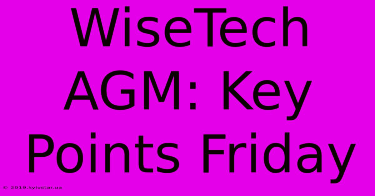 WiseTech AGM: Key Points Friday