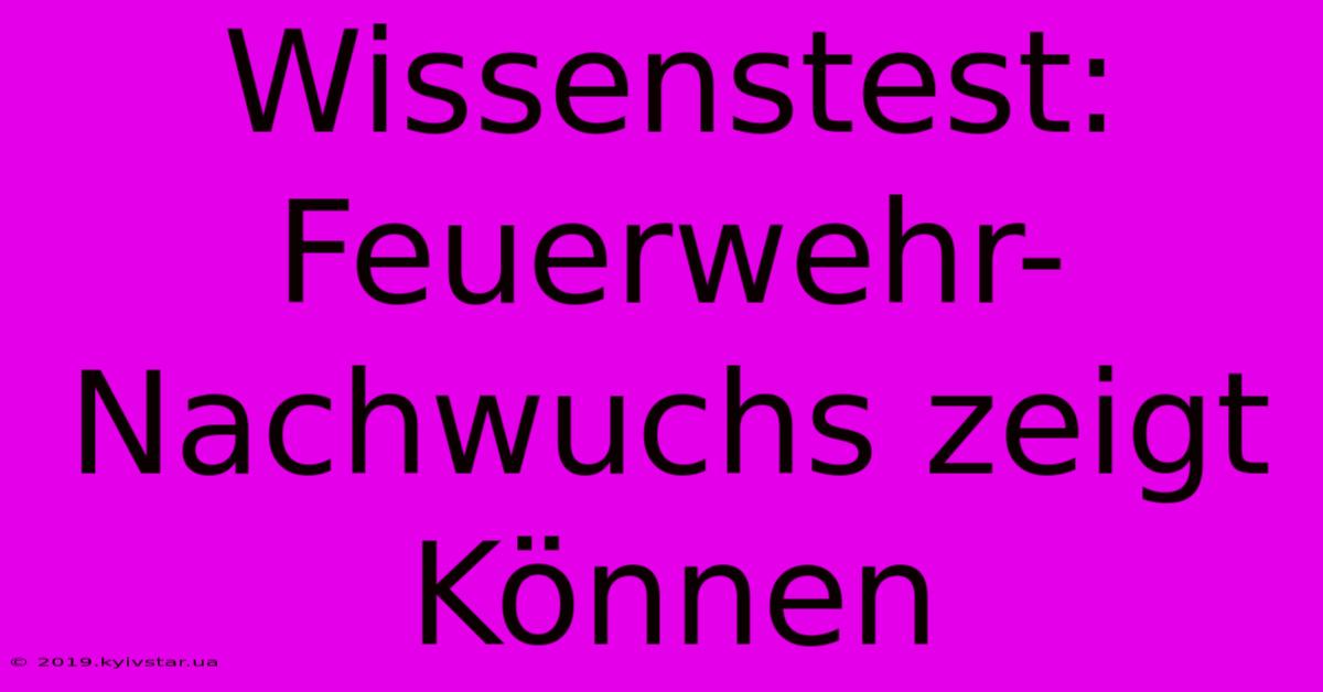 Wissenstest: Feuerwehr-Nachwuchs Zeigt Können