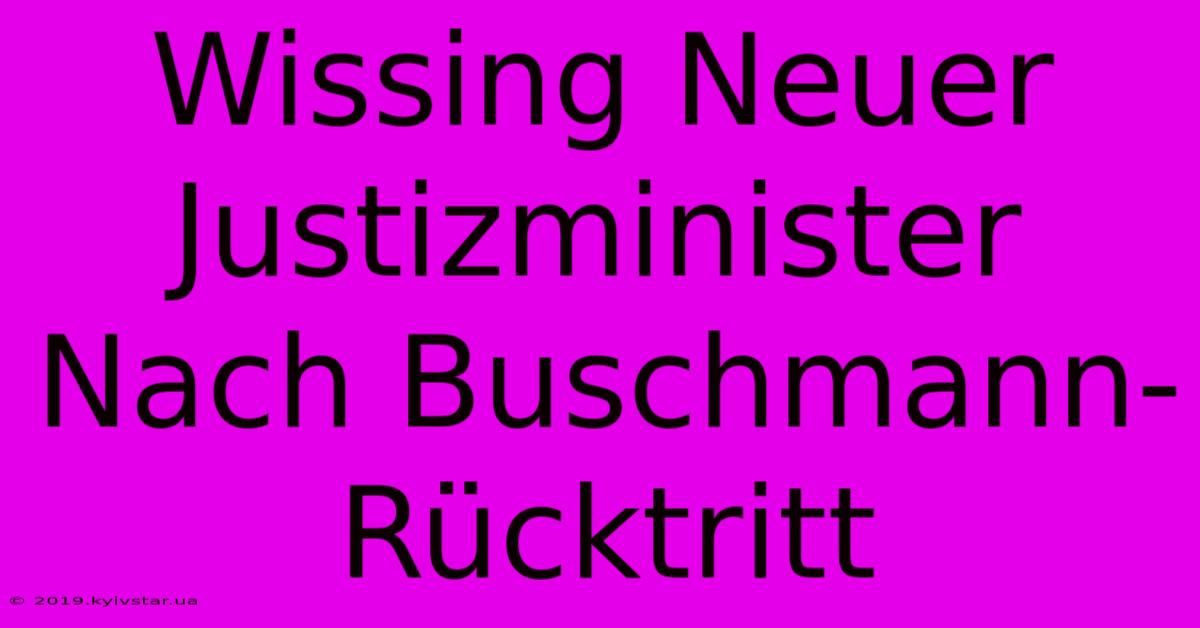 Wissing Neuer Justizminister Nach Buschmann-Rücktritt