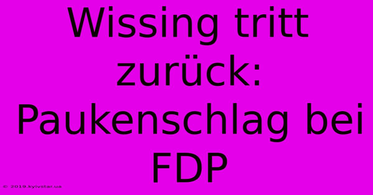 Wissing Tritt Zurück: Paukenschlag Bei FDP