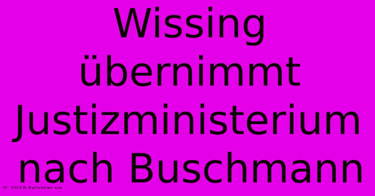 Wissing Übernimmt Justizministerium Nach Buschmann