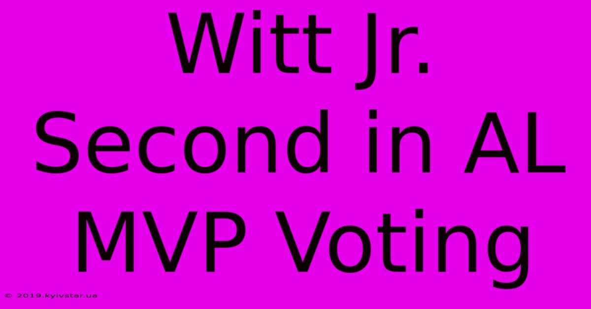 Witt Jr. Second In AL MVP Voting