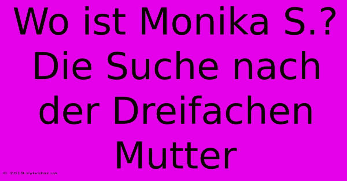 Wo Ist Monika S.?  Die Suche Nach Der Dreifachen Mutter