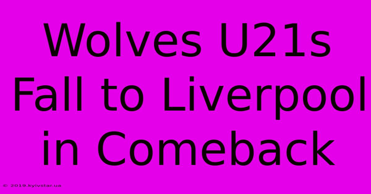 Wolves U21s Fall To Liverpool In Comeback