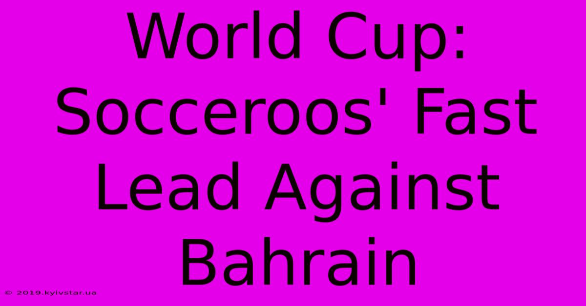 World Cup: Socceroos' Fast Lead Against Bahrain