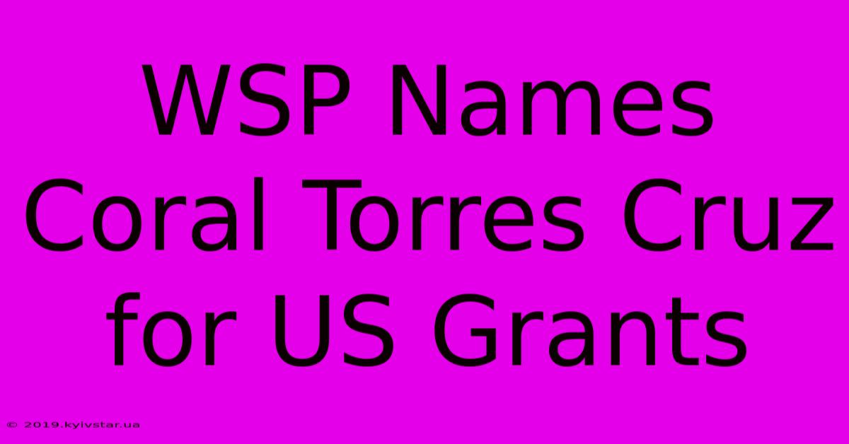 WSP Names Coral Torres Cruz For US Grants