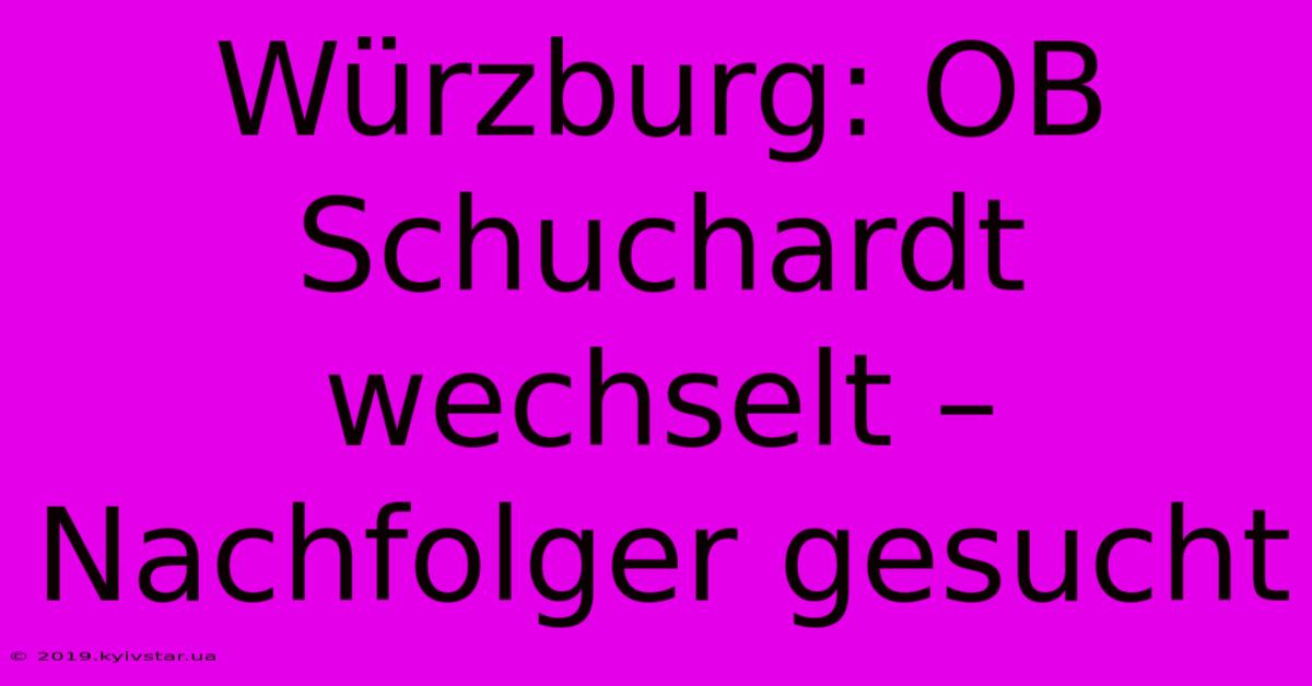 Würzburg: OB Schuchardt Wechselt – Nachfolger Gesucht