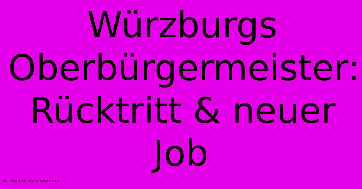 Würzburgs Oberbürgermeister: Rücktritt & Neuer Job