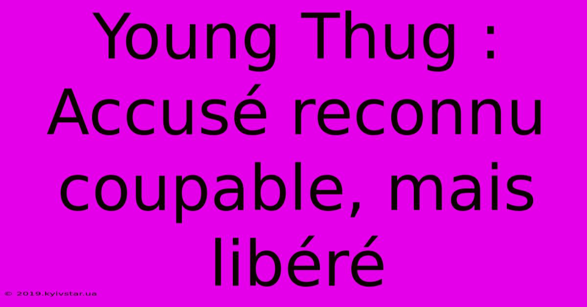 Young Thug : Accusé Reconnu Coupable, Mais Libéré 