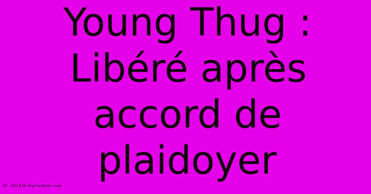 Young Thug : Libéré Après Accord De Plaidoyer