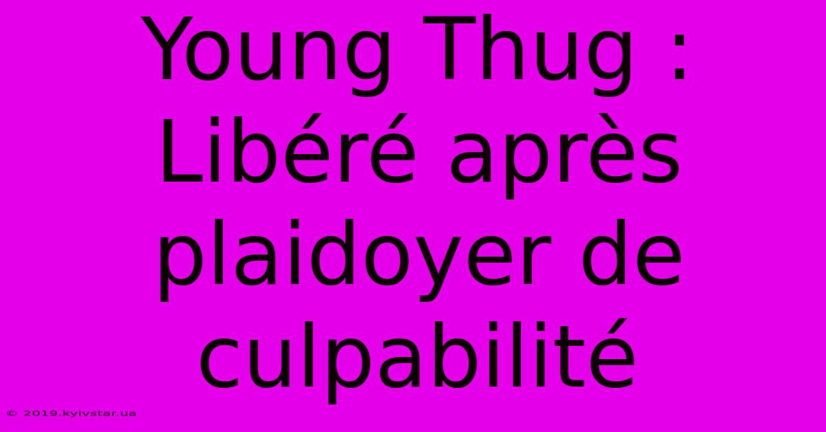 Young Thug : Libéré Après Plaidoyer De Culpabilité